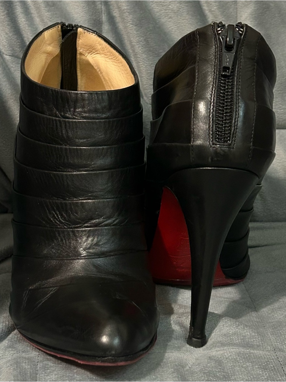 Christian louboutin black Leather High-Heel Ankle Boots
